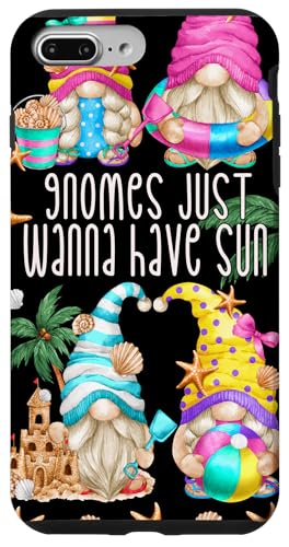 Beach Gnomes Just Wanna Have Sun for Girls Funny Summer Coque pour iPhone 7 Plus/8 Plus
