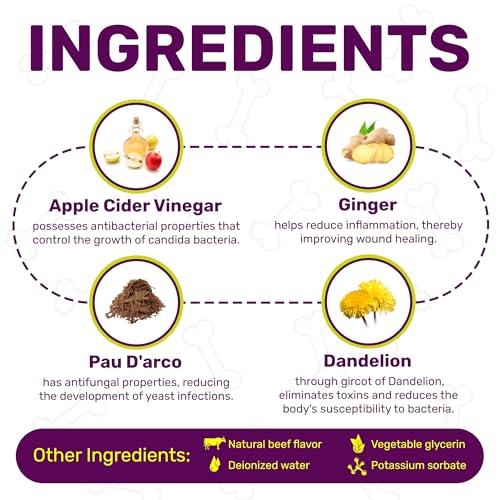 Yeast Infection Treatment for Dogs & Puppies to Help with Itching & Irritation | Dog Ear Infection Treatment for Allergies Breeds | Beef Taste | 2 Oz