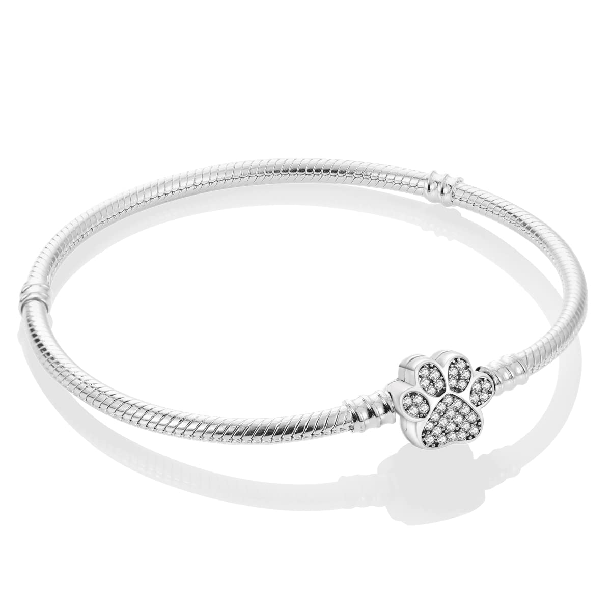 MULA Charm Pulsera Cadena de Serpiente Pulsera de Plata de Ley 925 con Cierre de Cuentas para Mujer