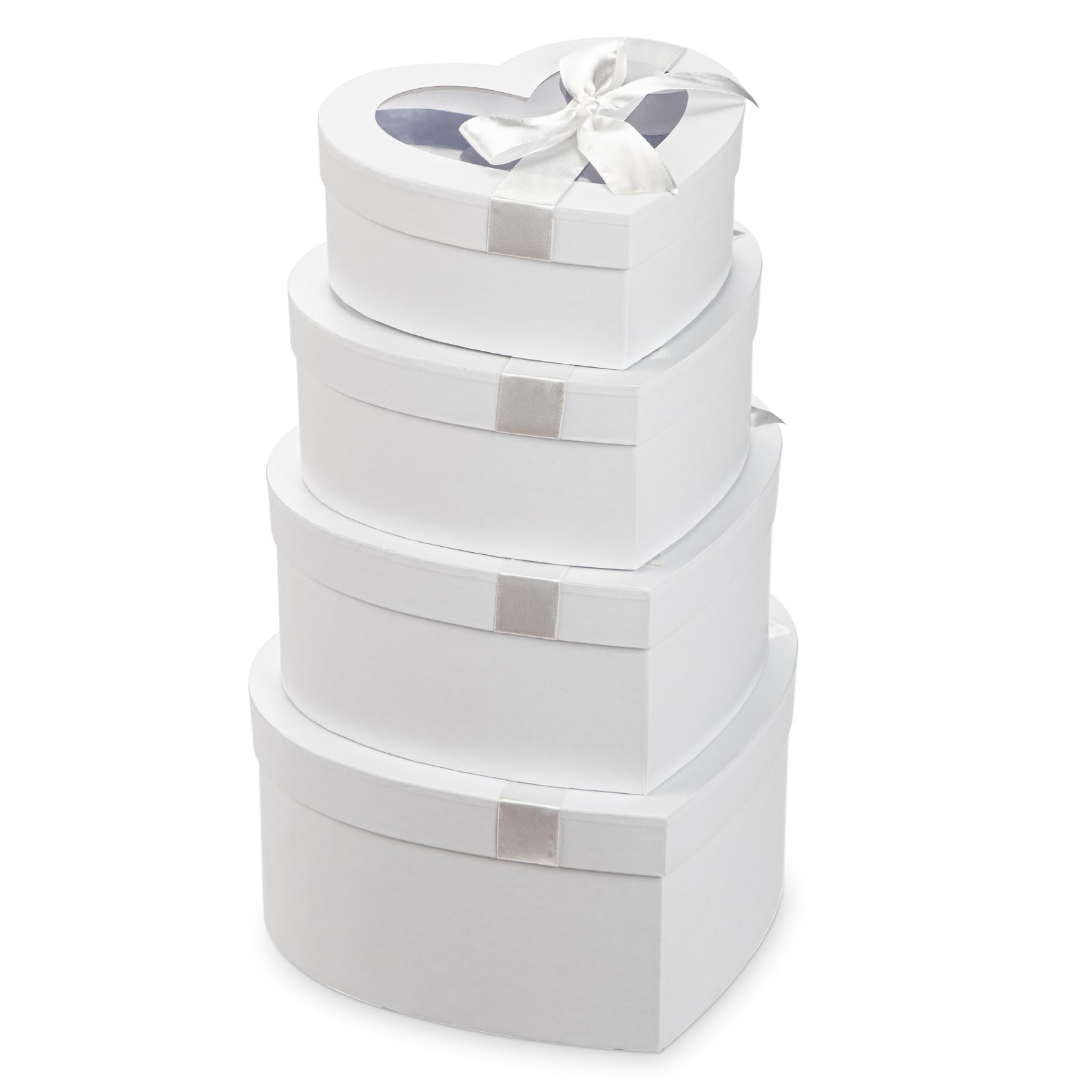 4 boîtes cadeaux blanches à couvercle transparent en cœur Oairse - 8