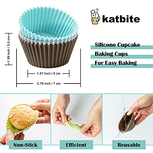 Silicone Cupcake Baking Cups Katbite 24 Pack Silicone Baking Cups Reusable Non-Stick Heavy Duty Silicone Cupcake Liners For Baking Soft Pale Muffins Cups For Party Halloween Christmas #TOP1