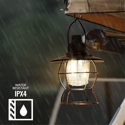 Miniatura 5 de Linterna LED vintage, linterna de ferrocarril recargable por USB, linterna portátil impermeable para campamento al aire libre, linterna de mesa