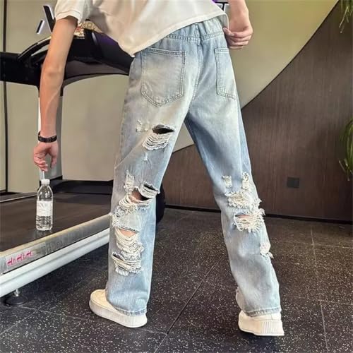 Men's American Style Ripped Loose Jeans Beggar Pants3
