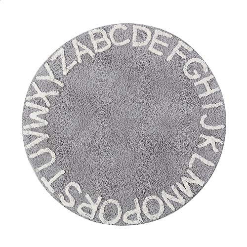 Image of ABC Kids Rug Alphabet Educational Area Rugs for Infant Toddlers - Soft Playtime Collection, Learning & Game Round Carpet for Bedroom Playroom Nursery, Best Shower Gift (59", Grey White)