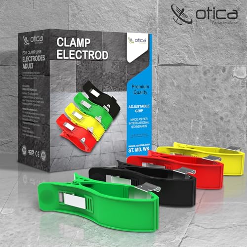 Image of OTICA ECG, EKG Clamp Electrode Premium Quality Universal Limb Electrodes for Adults Set of 4 Suitable for All Types of ECG Machines