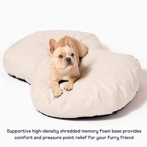 Paw Brands Pupcloud Faux Leather Memory Foam Dog Bed - Cream #TOP2