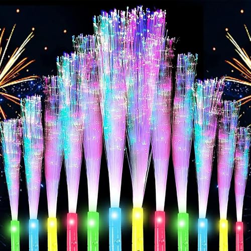 24PCS Glow Fiber Optic Sticks LED Light Wands Set-Glittering Party Favors
