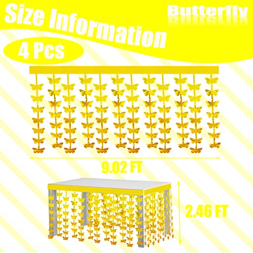 4 Pack 29X108 Inch Metallic Foil Fringe Tinsel Table Skirts For Rectangle Tables Streamer Curtains Backdrop For Wedding, Birthday, Parade Floats, Halloween Party Decoration(Gold Butterfly) #TOP1