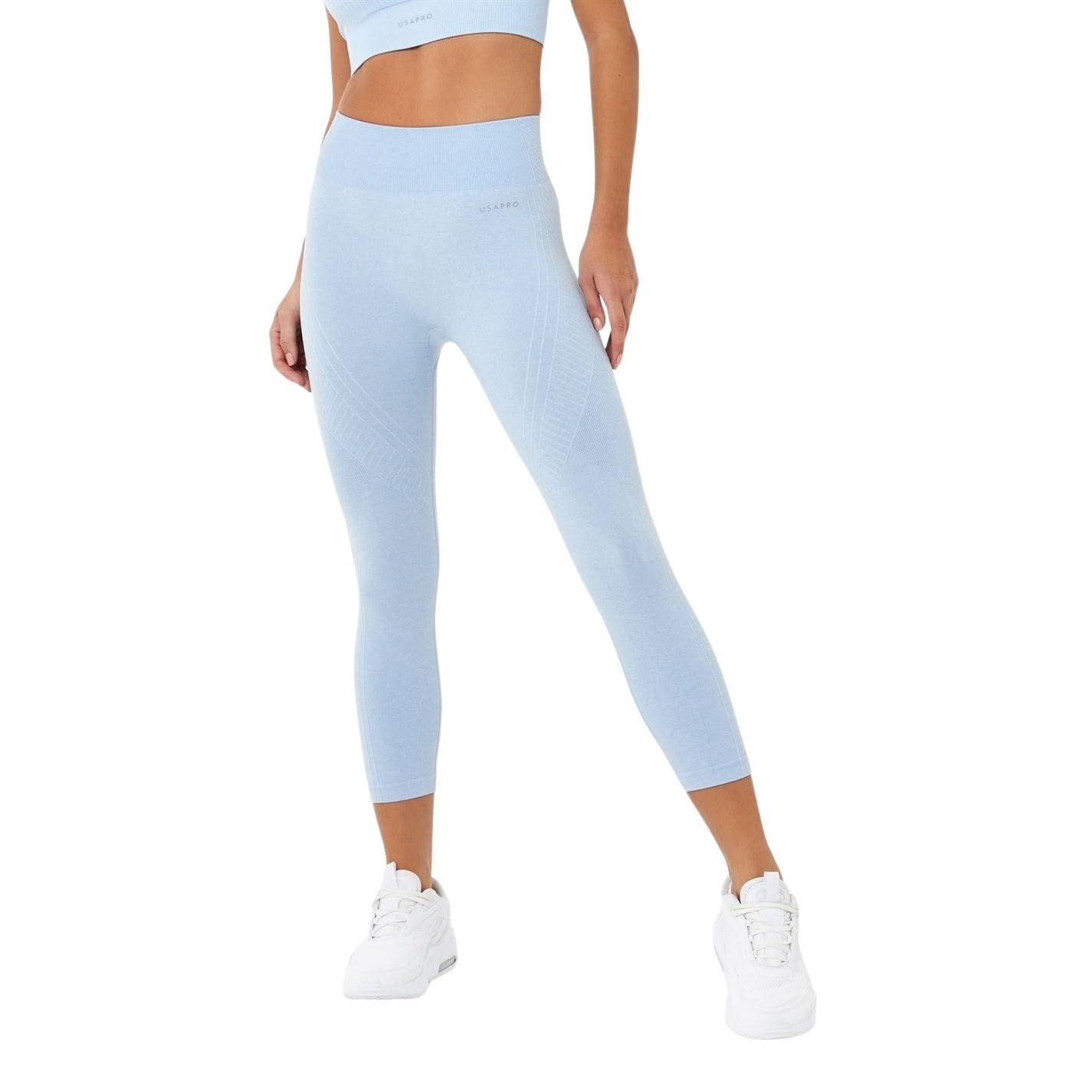 Usa Pro Women's Blue Seamless Capri Cropped Leggings in Size 12, Sports Direct