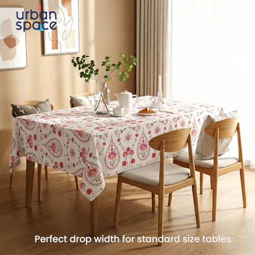 Image of Urban Space Table Cover for Dining 4 Seater, Water, Dust and Stain Resistant Dining Table Cloth for 4 Seater, Anti Skid Cover Cloth for Center Table, Home Decor (Persian Courtyard Pink- 52 inchx72 inch)