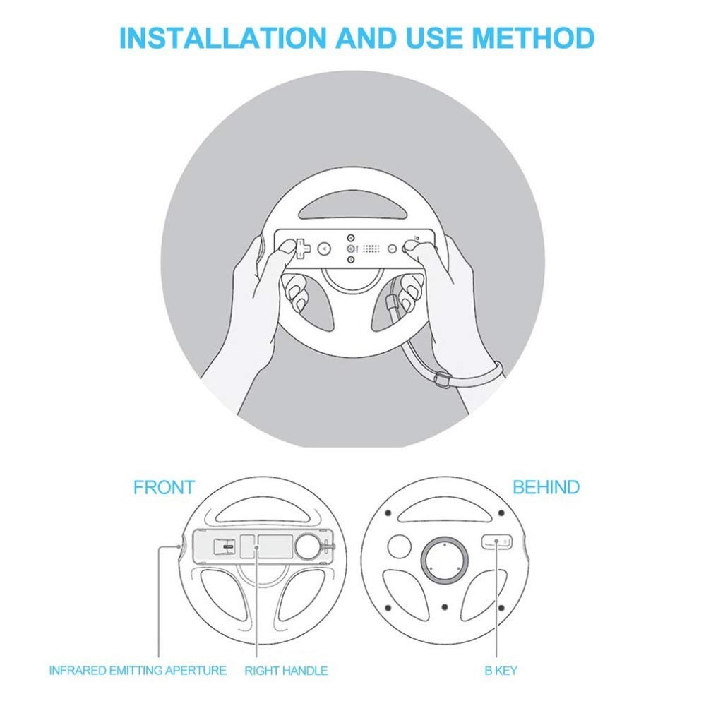 BEIARA Mario Kart Racing Wheel Compatible with Wii and Wii U- 2Sets (White)