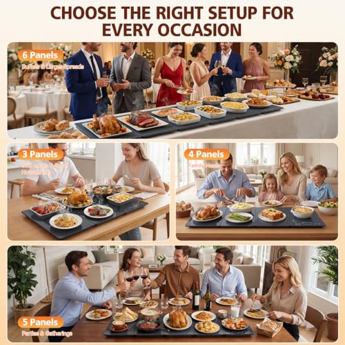 Yazzropt 33\" x 15\" Food Warmers for Parties Buffet, 4-in-1 Electric Warming Trays for Buffets Party, Glass Warming Mat Hot Plate with 17 Heat Levels & 12H Timer for Family Dinners Catering Gatherings