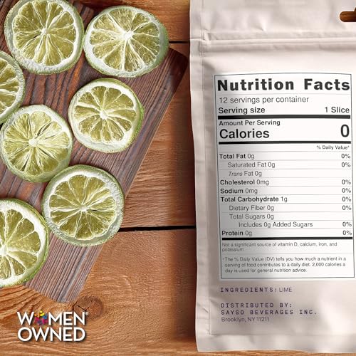 Image of SAYSO Dehydrated Limes | Dried Fruit Slices for Cocktail or Mocktail Garnish for Drinks | Premium Quality Citrus | Single Ingredient, Hand Selected, 12 Slices