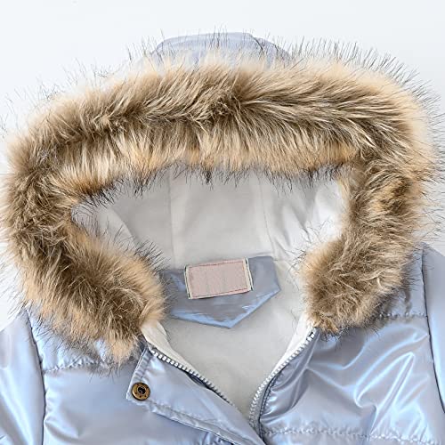 Kids Girls Long Puffer Parka Jacket with Faux Fur Hood Toddler Solid Sherpa Lined Heavyweight Winter Water-Resistan𝐭 Coat3