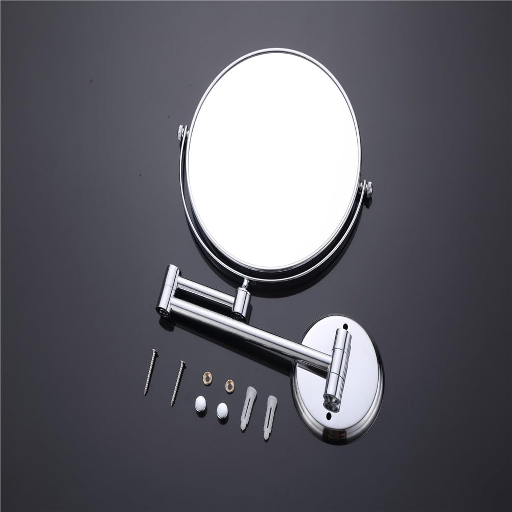 Specchio Per Trucco da Parete, Specchio Rotondo da Parete, Specchio Estensibile Ingrandimento 5X Rotazione a 360° Bifacciale Specchio Bagno Per Trucco, Rasatura, Cura del Viso,Antique