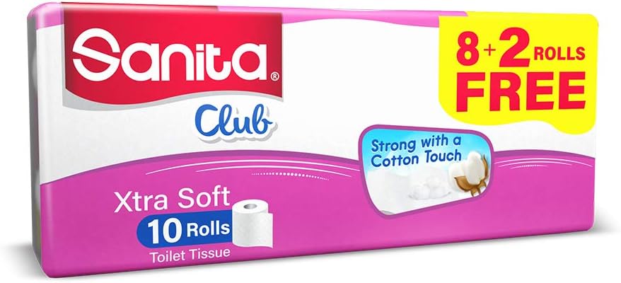 Sanita Club Toilet Tissue Embossed-Pack Of 10 Rolls,2 Ply