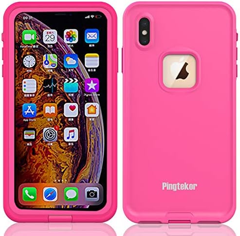 PINGTEKOR Waterproof iPhone Xs Max Case, Rugged Heavy Duty Wireless Charging Full Body Protective with Built-in Screen Protector Clear Case for iPhone Xs Max Case-Retail Packaging (Pink)
