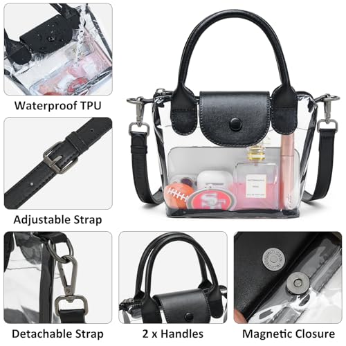 Image of LATMAP Clear Bag for Stadium Events 12x6x12 Crossbody Clear Purse Handbag