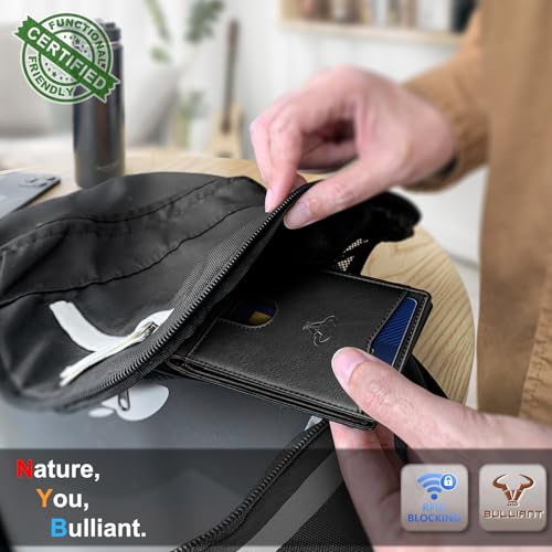 Image of BULLIANT Men Slim Leather Pocket Wallet Bill Holder 11Cards-Genuine Leather | RFID Blocking | Easy Access | Gift Boxed
