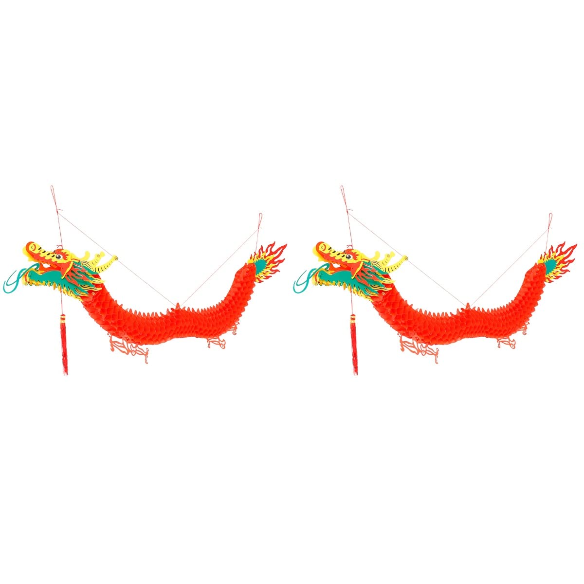 Dragón Chino tradicional de 2 piezas para decoración colgante de Festival de Año Nuevo