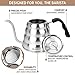 OPUX Gooseneck Pour Over Coffee Kettle with Thermometer | Stainless Steel Stovetop Hand Drip Kettle for Home Coffee Brewing, Tea, Barista | 40 fl oz (Stainless Steel, Glass Top)
