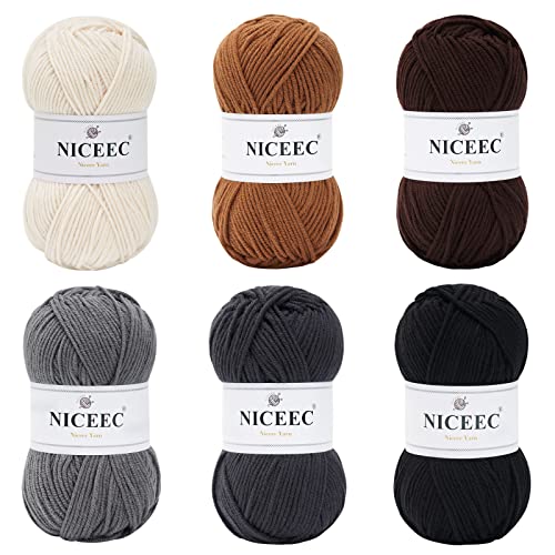 Image of NICEEC 300g Soft Assorted Colors Yarn - Sport Weight,100% Acrylic, 4 Ply, Bonbons Yarn for Crochet & Knit, DIY Project Starter Kit for Kids or Adults(Total 870yds) - Series 6