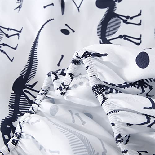 Urbonur 4-Piece Toddler Bedding Set - Ultra Soft Cartoon Jurassic Dinosaur Print Boys Toddler Comforter Set - Include Comforter, Flat Sheet, Fitted Sheet And Reversible Pillowcase, Navy Dinosaur #TOP7