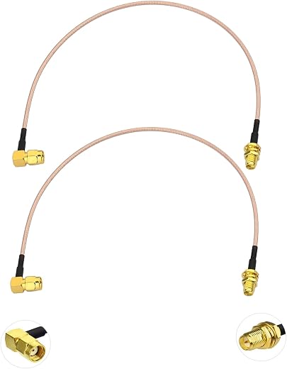 Yusla RP-SMA Male Right Angle to RP-SMA Female Bulkhead Mount RG316 Antenna Extension Cable 12inch 30cm Compatible with Wi...