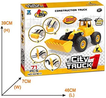Miniatura 8 de Camión de construcción 5 en 1 DIY 71pcs Ingeniería, tractor, Construye tu propio kit de construcción, vehículo de juguete, niveladora, cazavaveras,