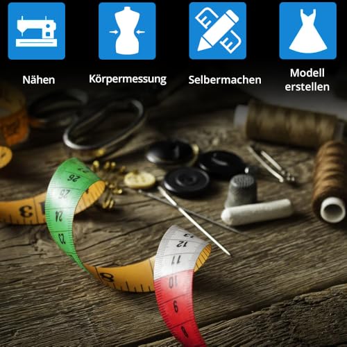 Maßband Schneider Nähen Rollmaßband flexibel Zentimeter Zoll doppelseitig cm inch Körpermaßband Metermaß – 150 cm