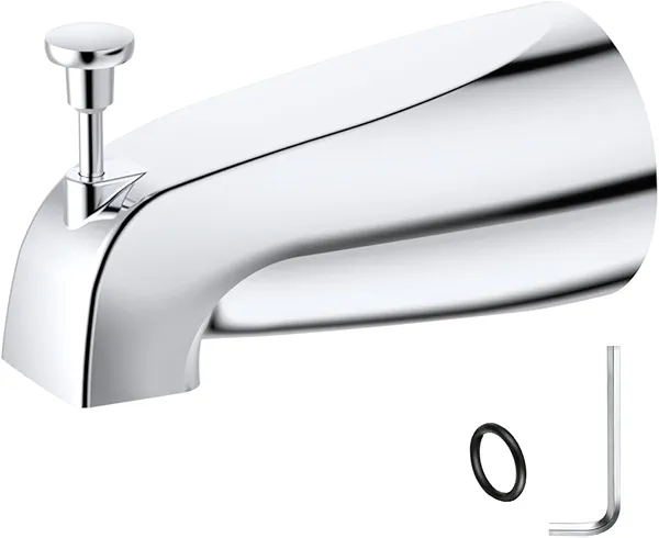 APPASO Bathroom Tub Spout with Front Dip Diverter, Stainless Steel Heavy Duty Metal Bathtub Faucet 1/2" IPS Inside Thread Front End Threaded Spout, Chrome