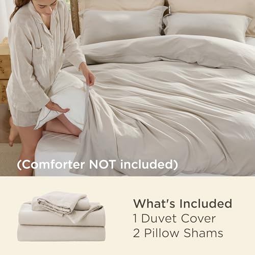 Image of Bedsure Duvet Cover Queen Size - 3 Pieces Prewashed Extra Soft Bedding Set, Includes 1 Duvet Cover 90x90 Inches with Zipper Closure & 2 Pillow Shams, Linen, Comforter Not Included