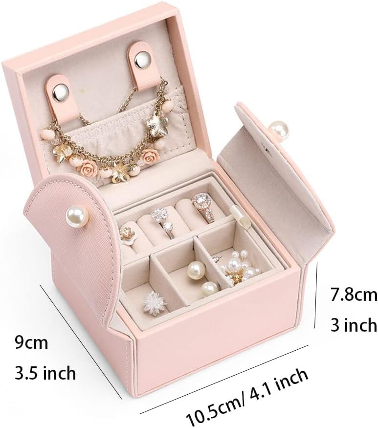 Schmuckaufbewahrungsbox Schmuck-Organizer Kleine Schmuckschatulle 2-lagiger Reise-Schmuck-Organizer Tragbarer Schmuckkoffer Geschenk für Frauen Mädchen Geschenk Schmuckaufbewahrung für Ringhalskette
