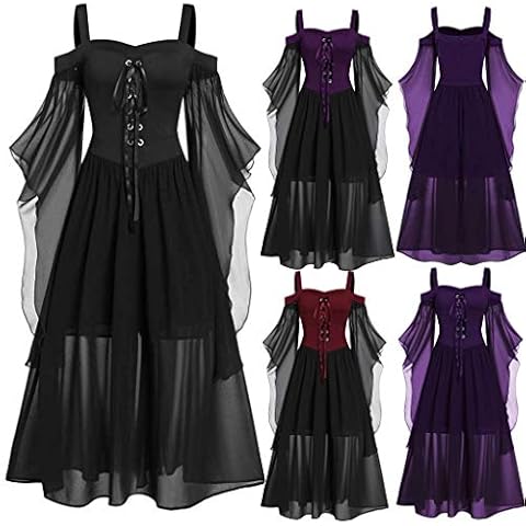 AMhomely Medieval Costume Dress with Sleeves Cover