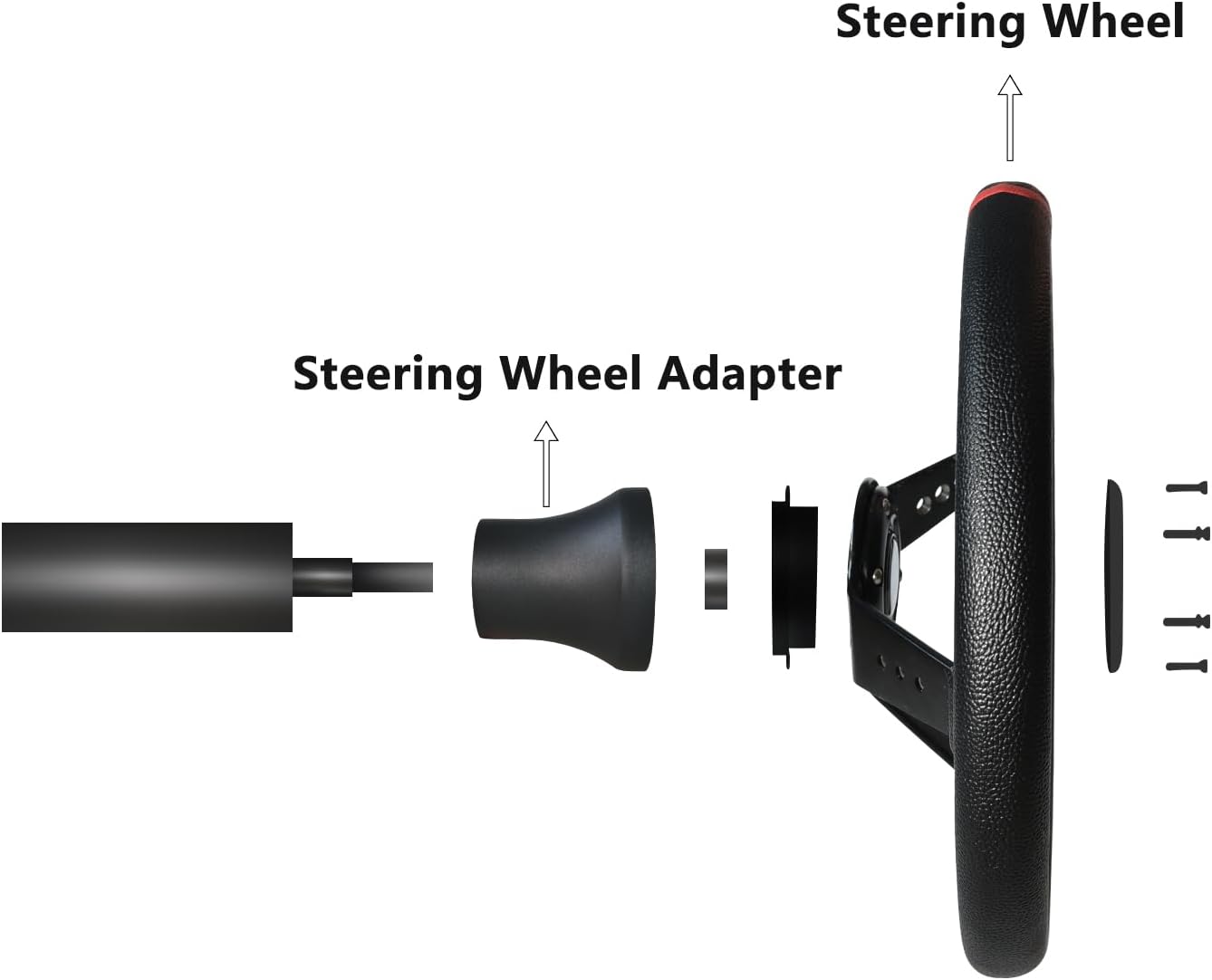 Universal Golf Cart Steering Wheel 13.7"/350mm - Fit for Club Car DS and Precedent, EZGO RXV & TXT, Yamaha - Black (Style 2)