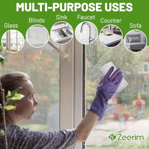 Image of Magic Eraser Cleaning Sponge, 4 Pack - Super Absorbent with Hard Scrub Brush, Reusable Wet Sponge Eraser for Blinds, Baseboards, Vents, Mirrors, Walls, Glass & Home Cleaning