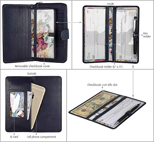 Image of Big Fat RFID Blocking Leather Organizer Checkbook Wallets For Women - Clutch
