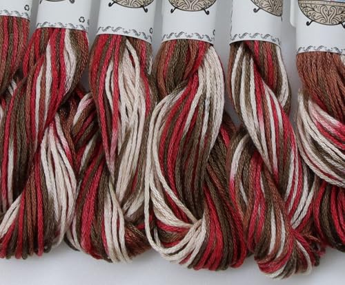 Image of KCS Big skeins of 25 Meters Size 25 Color Variegated Cross Stitch Stranded Threads,6 skeins,4516