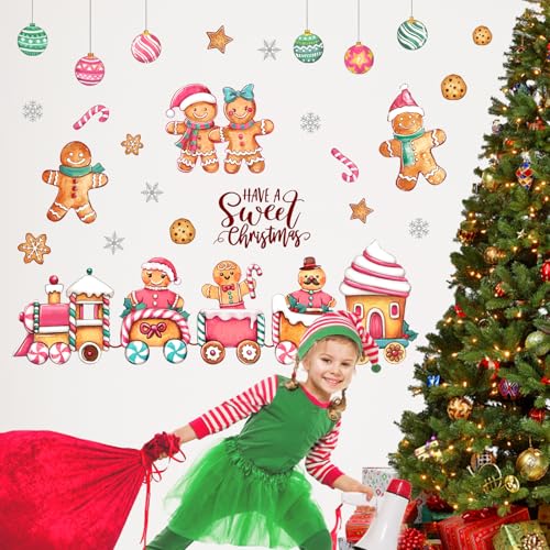 Vinilos decorativos Mfault muñeco jengibre Navidad 35x12 pulg miniatura 3