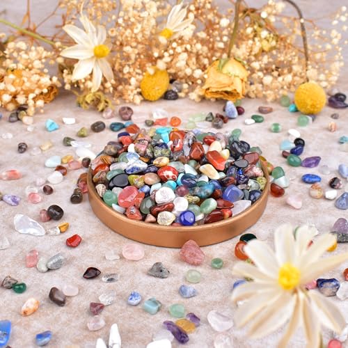 Image of Polished Healing Crystal Chips Stones Set, 36 Different Natural Gemstone Types, 2.5 lbs 0.3 inch Tumbled Decorative Rocks Collection for Chakra, Meditation, Reiki, Crafts