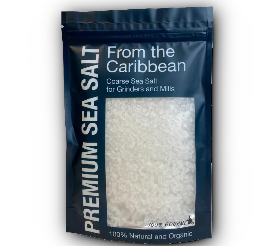 100% Gourmet Premium Caribbean Sea Salt For Grinder Refill 16 oz, Rock Salt For Grinder, Hand Harvested Salt non-iodized,Rich in 80+ Minerals and