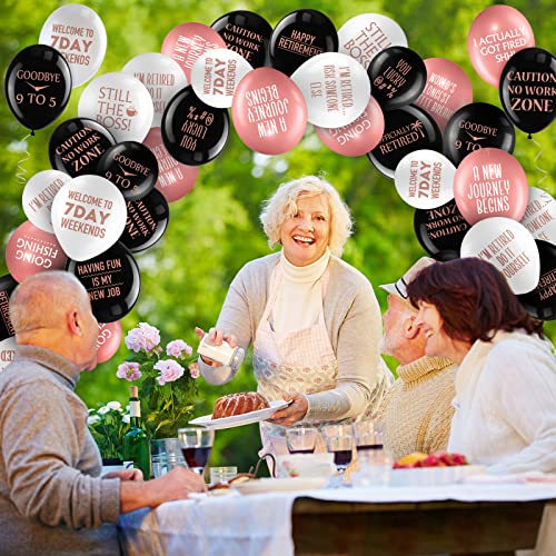 48 Pieces 12 Inches Retirement Balloons Decoration Happy Retirement Supplies Fun Retirement Latex Balloons For Women And Men Retirement Party Decoration Indoor Outdoor (Rose Gold, White, Black) #TOP5