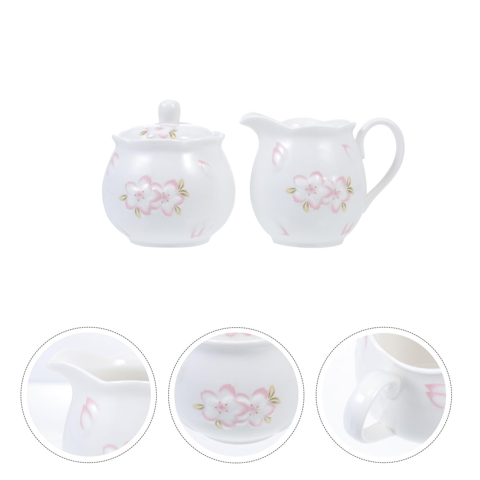 Pot à Lait en Céramique Blanc avec Relief Sucrier avec Couvercle Blanc Ensemble 2 Pièces Récipient pour Café et Sucre pour Usage Domestique et Réception