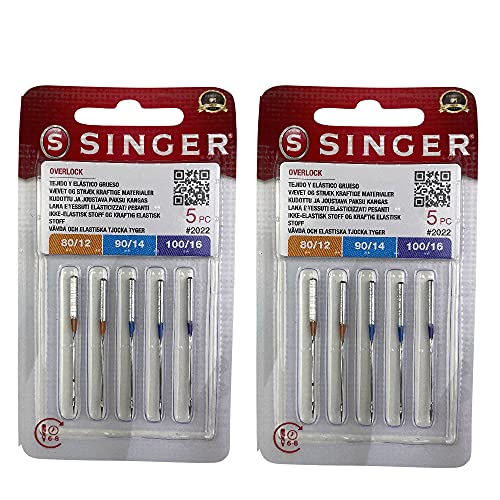 Singer Lot de 2 paquets Aiguilles pour Machine à Coudre Surjeteuse Singer 2022 ELx705 pour machine à coudre surjeteuse Singer 14SH
