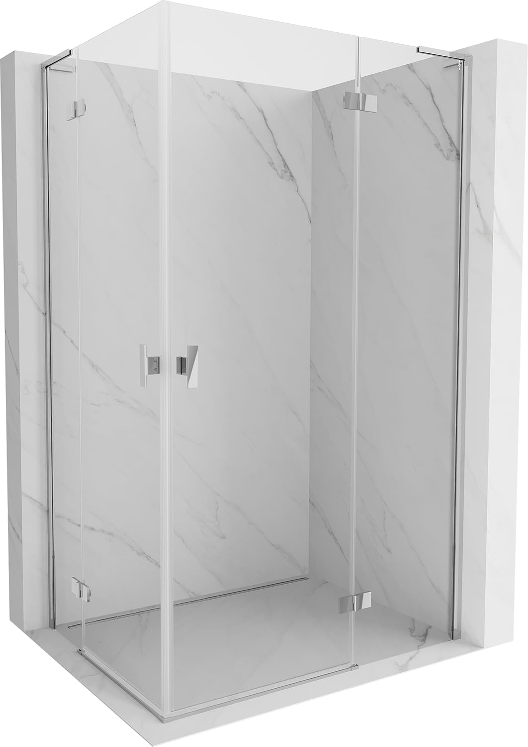 Mexen Mist-H - Box doccia L Duo con porta a battente, variante destra, 80 x 120 cm, vetro trasparente 6 mm, finitura cromata