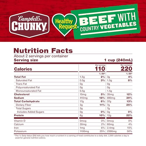 Image of Campbell's Chunky Healthy Request, Beef Soup with Vegetables, 18.8 Oz (12 Pack)