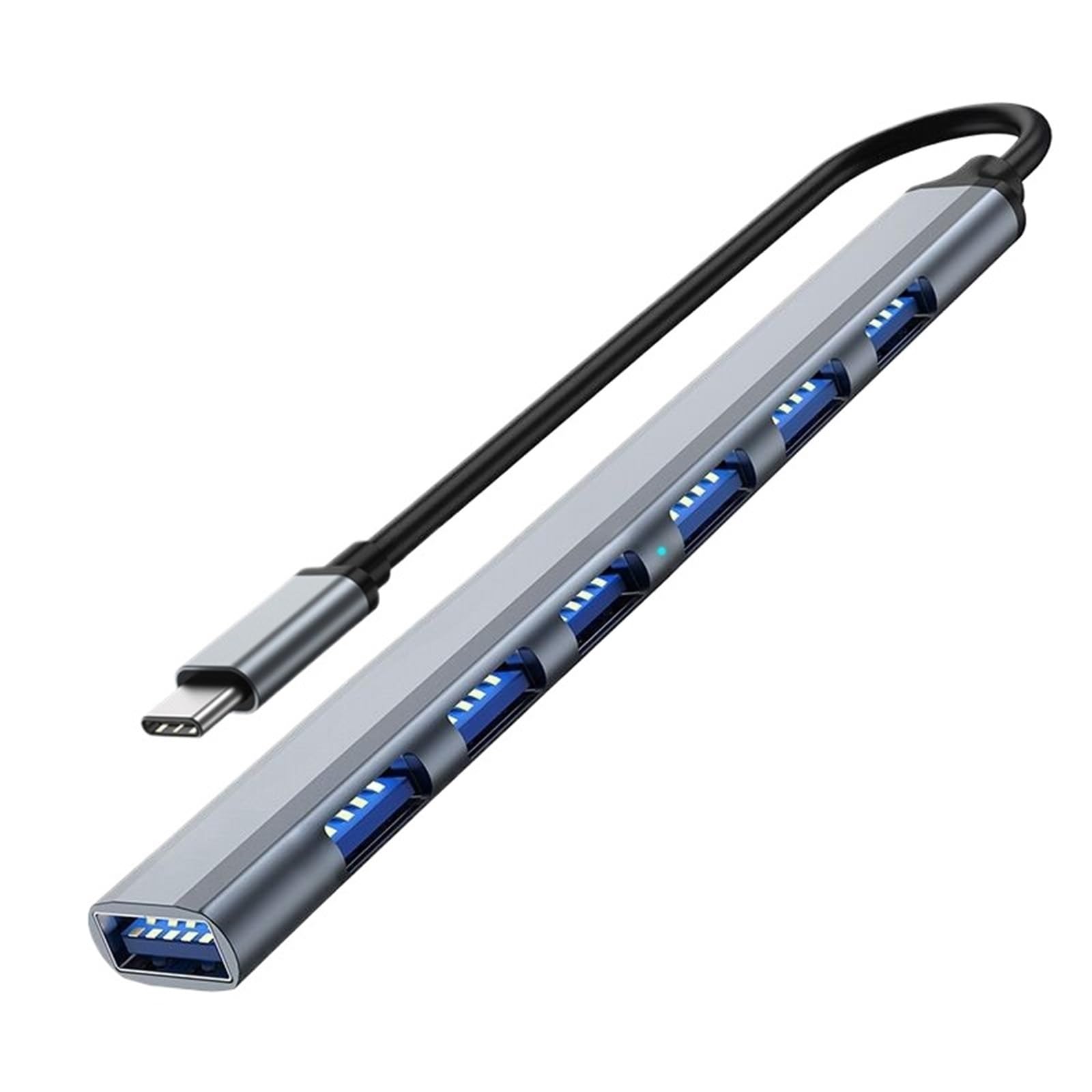 Stacja dokująca USB C 7 w 1 USB 3.0, HUB typ C, adapter 5 Gbit/s High Speed ​​USB C, rozdzielacz OTG, adapter do komputera, laptopa (typ C szary)