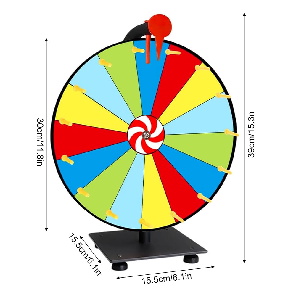 Ruota della Fortuna per Girare, Giocattolo con Gomma e Pennarello, 15 Slots Spinning Prize Wheel, Ruota della Fortuna per Giochi della Lotteria, Giochi di Parole, Carnevale