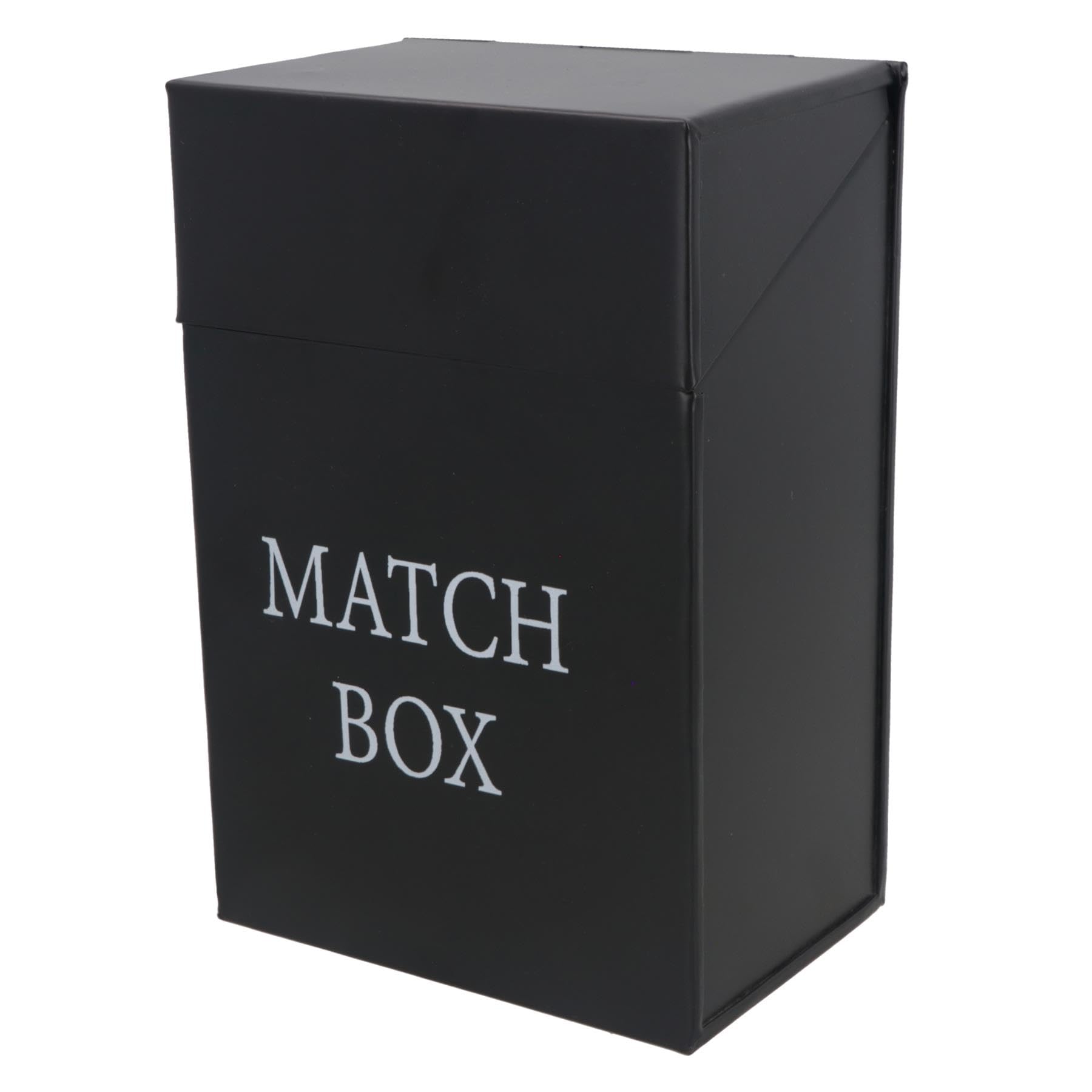AB Tools Boîte de rangement en métal pour allumettes avec couvercle rabattable Noir