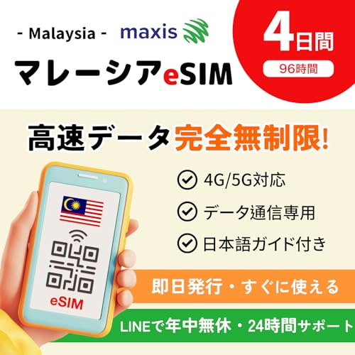 yeSIMz}[VA esim | 4 S f[^g | s\ | Maxis f[^ʐMpiԍȂj| }[VA sim LINE24ԃT|[g C[V (4 )